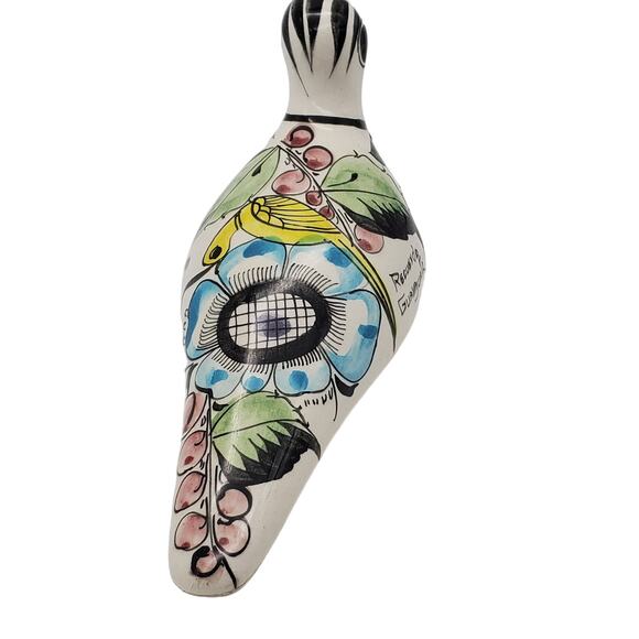 Tonala Ceramic Bird Figure Hand Painted Mexican Pottery Signed Folk Art Figurine - Picture 9 of 10